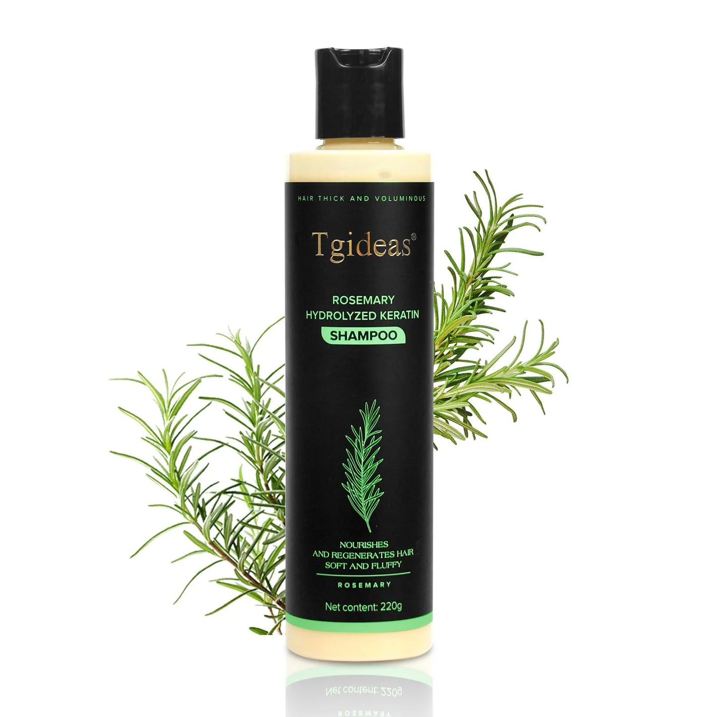 Keratina + Romero + Ortiga + Biotina - Champú Nutritivo y Regenerador para Cabello Grueso y Voluminoso (220 ml)